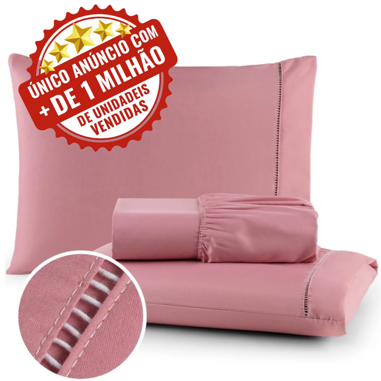 Jogo de Lençol 03 Peças 400 Fios Cama Casal Queen Micropercal Ponto Palito