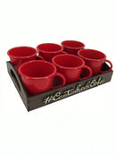 Kit 6 Xícaras Com Bandeja Cantinho do Café MDF