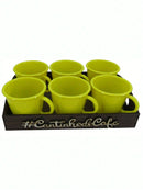Kit 6 Xícaras Com Bandeja Cantinho do Café MDF