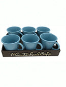 Kit 6 Xícaras Com Bandeja Cantinho do Café MDF