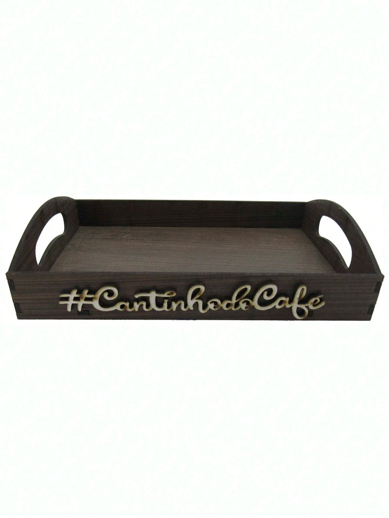 Kit 6 Xícaras Com Bandeja Cantinho do Café MDF