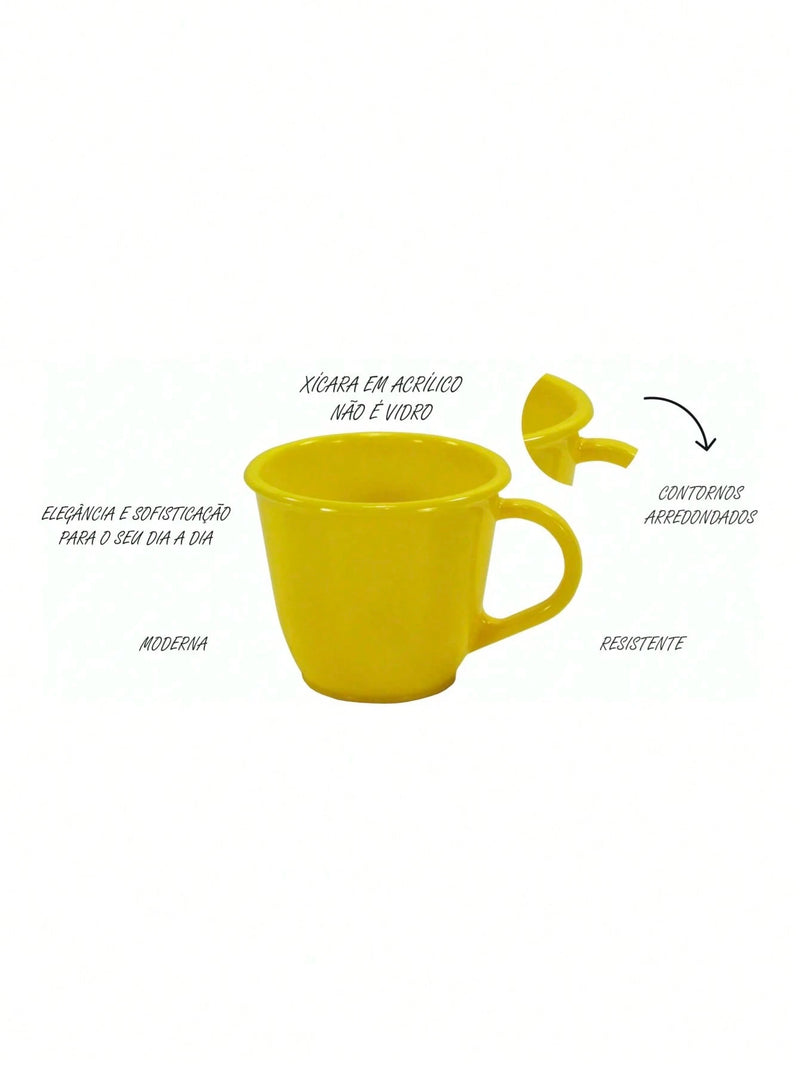 Kit 6 Xícaras Com Bandeja Cantinho do Café MDF