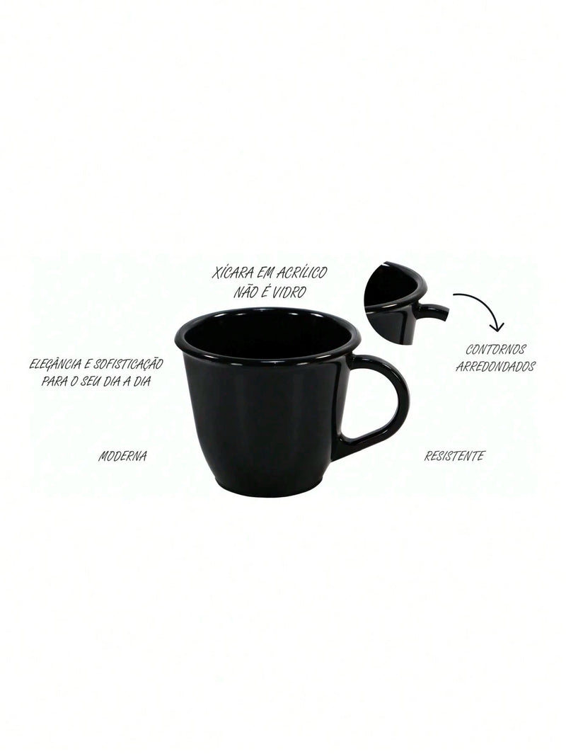 Kit 6 Xícaras Com Bandeja Cantinho do Café MDF