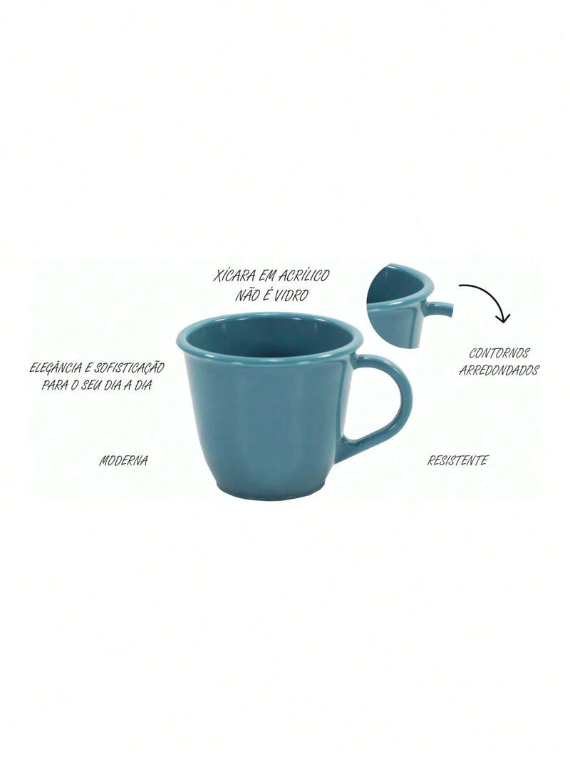 Kit 6 Xícaras Com Bandeja Cantinho do Café MDF