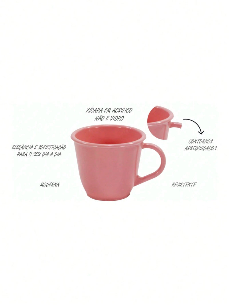 Kit 6 Xícaras Com Bandeja Cantinho do Café MDF