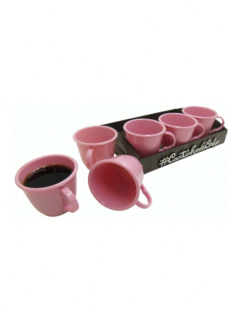 Kit 6 Xícaras Com Bandeja Cantinho do Café MDF