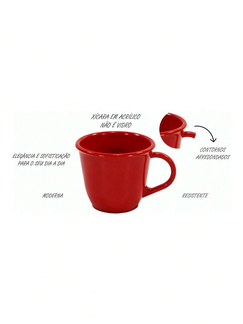 Kit 6 Xícaras Com Bandeja Cantinho do Café MDF