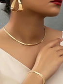 Kit Conjunto Colar e Pulseira Banhada a Ouro 18k a prata 925