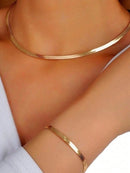 Kit Conjunto Colar e Pulseira Banhada a Ouro 18k a prata 925