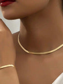 Kit Conjunto Colar e Pulseira Banhada a Ouro 18k a prata 925