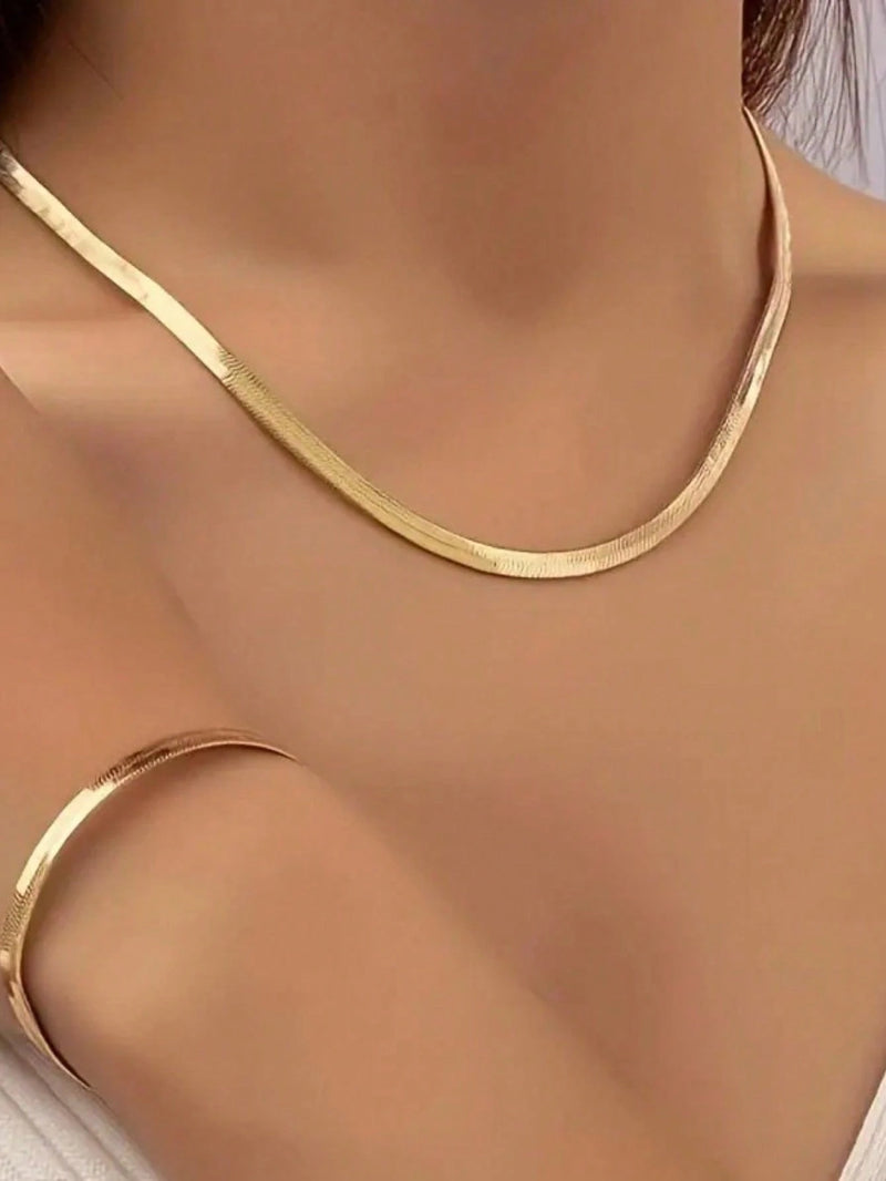 Kit Conjunto Colar e Pulseira Banhada a Ouro 18k a prata 925