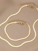 Kit Conjunto Colar e Pulseira Banhada a Ouro 18k a prata 925