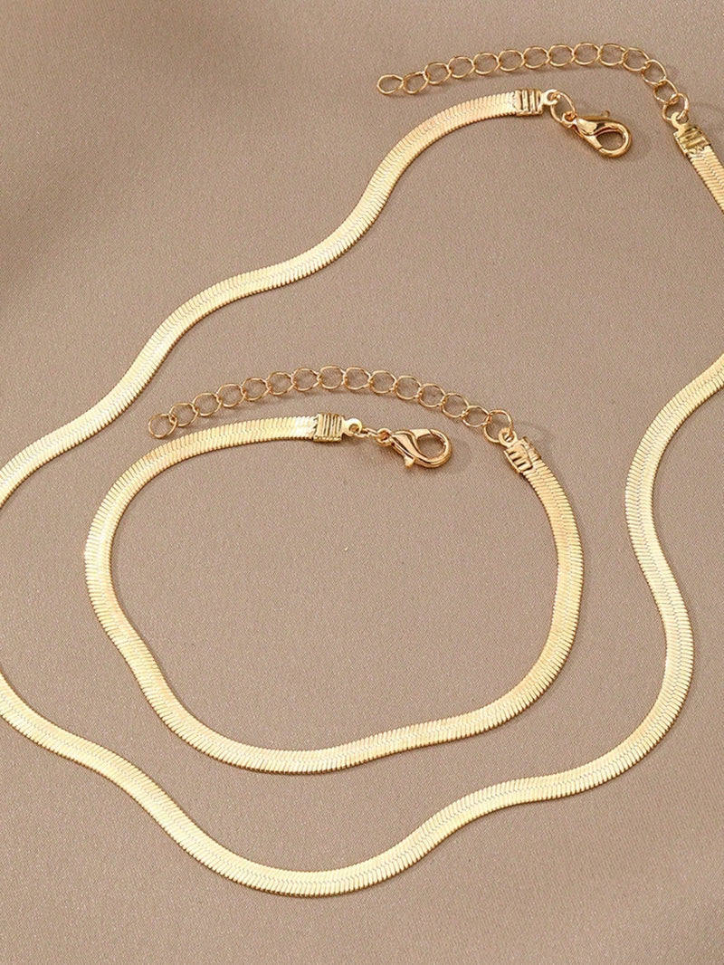 Kit Conjunto Colar e Pulseira Banhada a Ouro 18k a prata 925