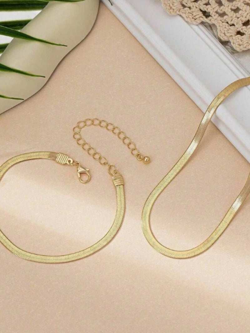 Kit Conjunto Colar e Pulseira Banhada a Ouro 18k a prata 925