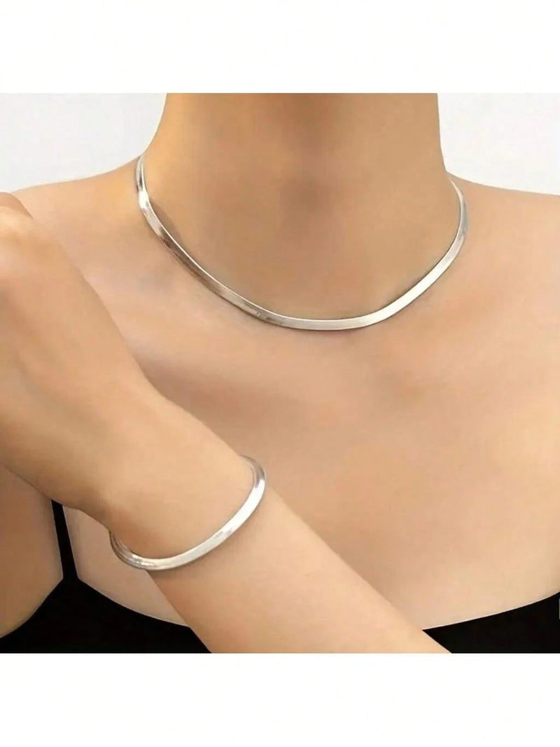 Kit Conjunto Colar e Pulseira Banhada a Ouro 18k a prata 925