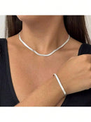 Kit Conjunto Colar e Pulseira Banhada a Ouro 18k a prata 925