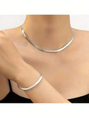 Kit Conjunto Colar e Pulseira Banhada a Ouro 18k a prata 925