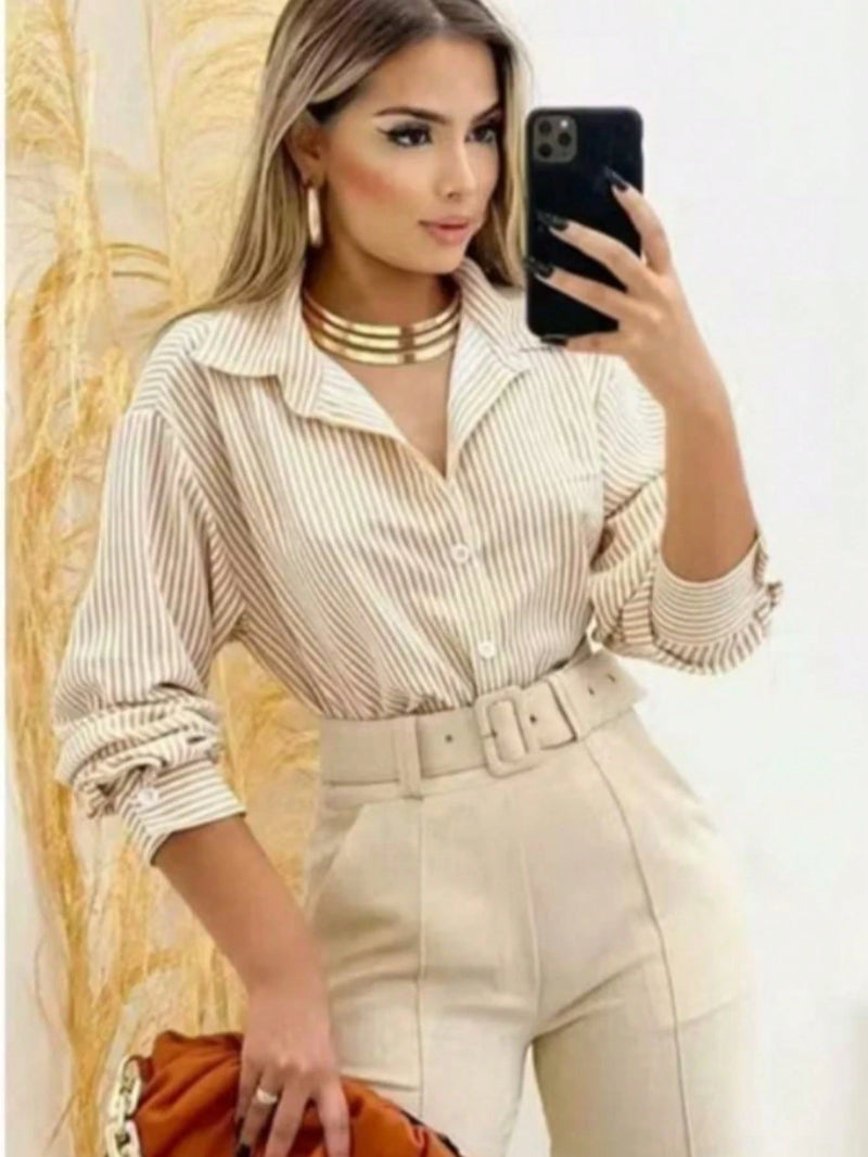 Camisa Social Listrada estilo Clean Girl/Woman