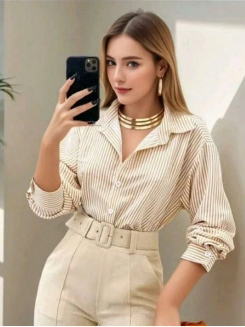 Camisa Social Listrada estilo Clean Girl/Woman