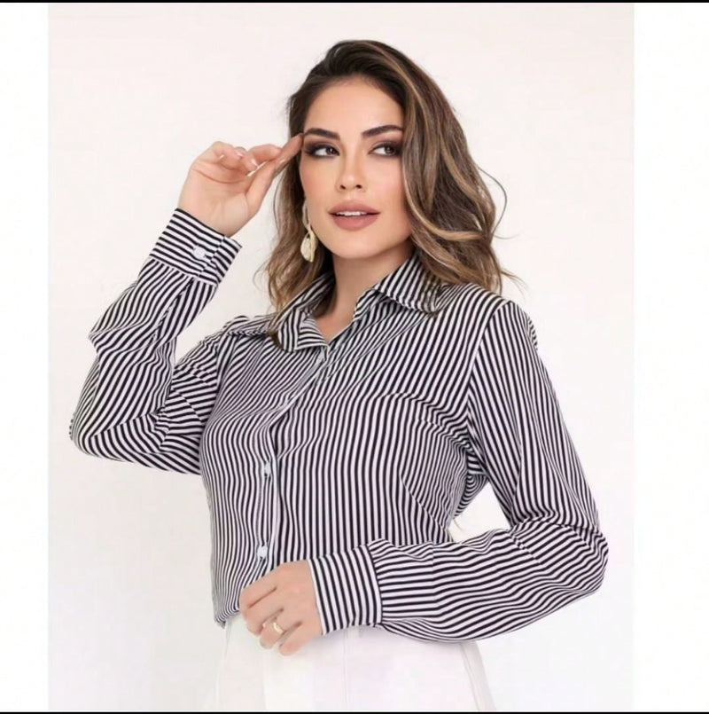Camisa Social Listrada estilo Clean Girl/Woman