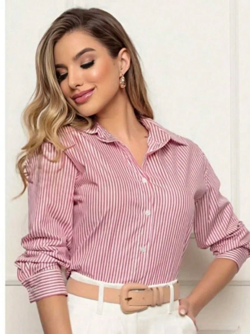 Camisa Social Listrada estilo Clean Girl/Woman