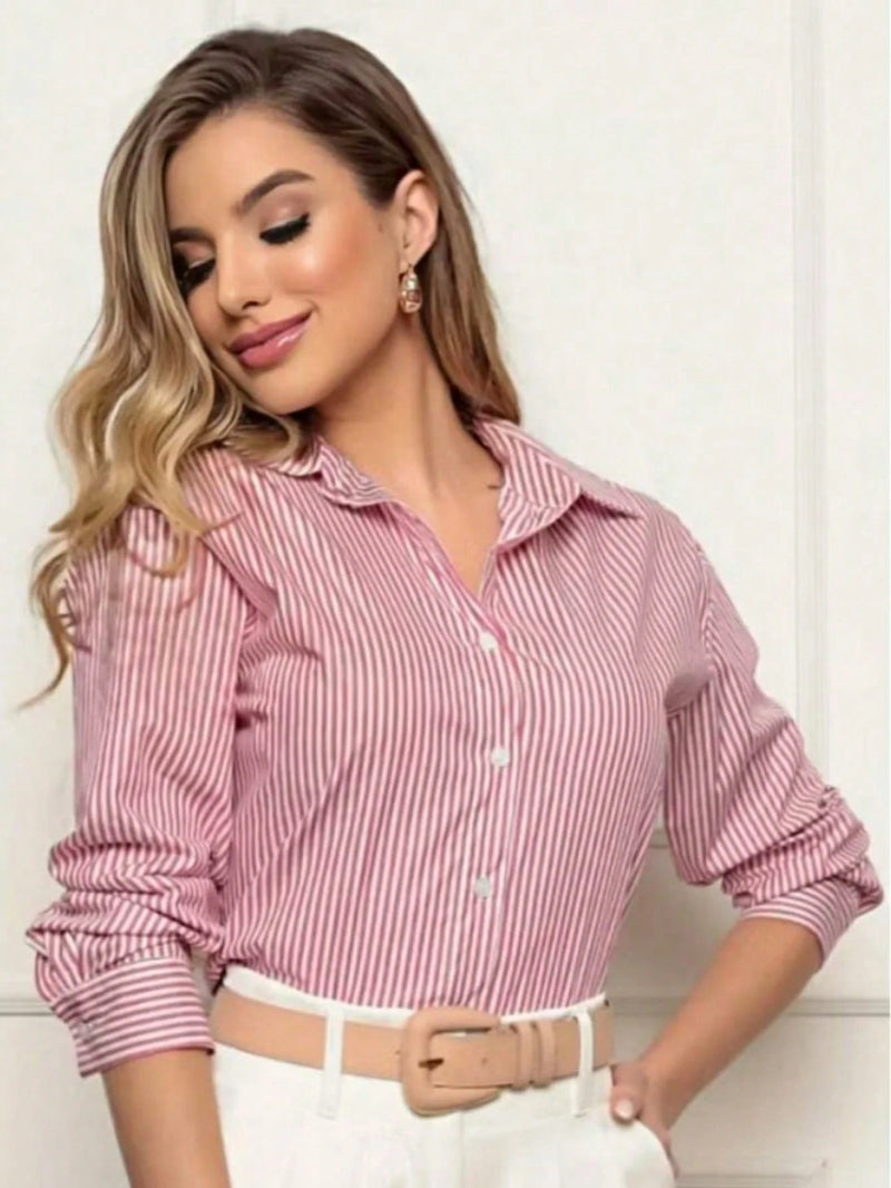 Camisa Social Listrada estilo Clean Girl/Woman
