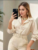 Camisa Social Listrada estilo Clean Girl/Woman