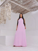 Vestido Longo Gola Alta Costas Nua