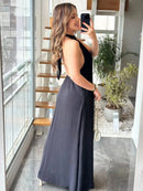 Vestido Longo Gola Alta Costas Nua