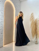 Vestido Longo Gola Alta Costas Nua