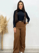 Calça Feminina Alfaiataria Com Cinto.