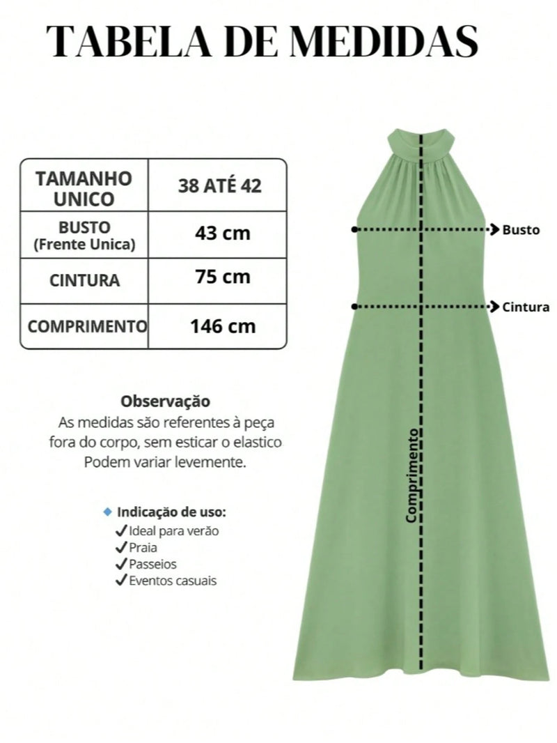 Vestido Longo Gola Alta Costas Nua