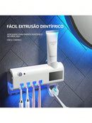 Dispenser Automático de Pasta de Dente Com Suporte Para Escovas de Dente e Esterilizador U Recarregável