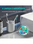 Dispenser Automático de Pasta de Dente Com Suporte Para Escovas de Dente e Esterilizador U Recarregável 