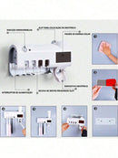 Dispenser Automático de Pasta de Dente Com Suporte Para Escovas de Dente e Esterilizador U Recarregável 