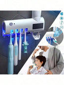 Dispenser Automático de Pasta de Dente Com Suporte Para Escovas de Dente e Esterilizador U Recarregável 
