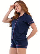 Bravaa Store Pijama Feminino Gola Curto Botão Amamentação Pós Cirúrgico Blogueira 041