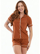 Bravaa Store Pijama Feminino Gola Curto Botão Amamentação Pós Cirúrgico Blogueira 041